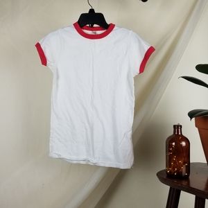White and Red Baseball T-Shirt